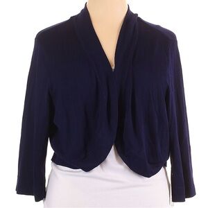 Eliza J Dark Navy Blue Bolero Open Front Cardigan Sweater Plus Size 3X NWT